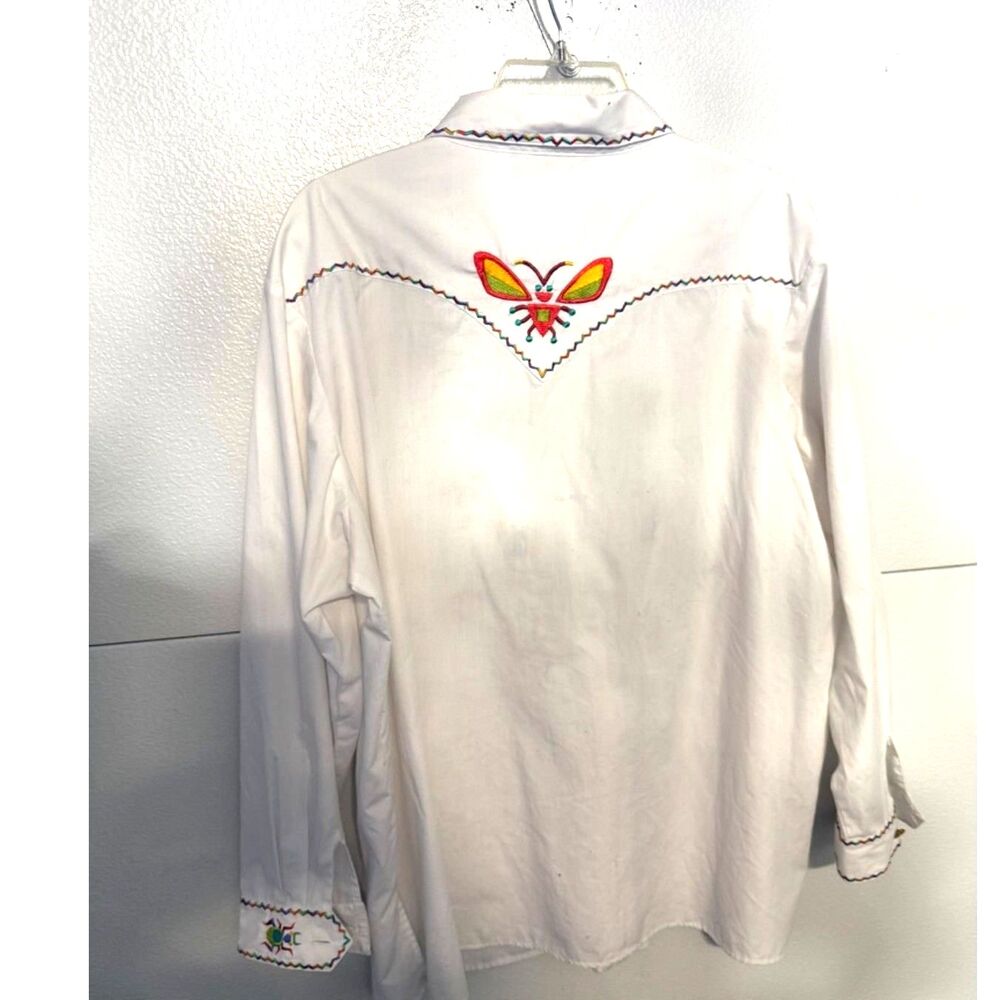 Bob Mackie Wearable Art Blouse w/ Insect Motif Embroidery on Cuffs, Yoke, Front - Picture 7 of 12